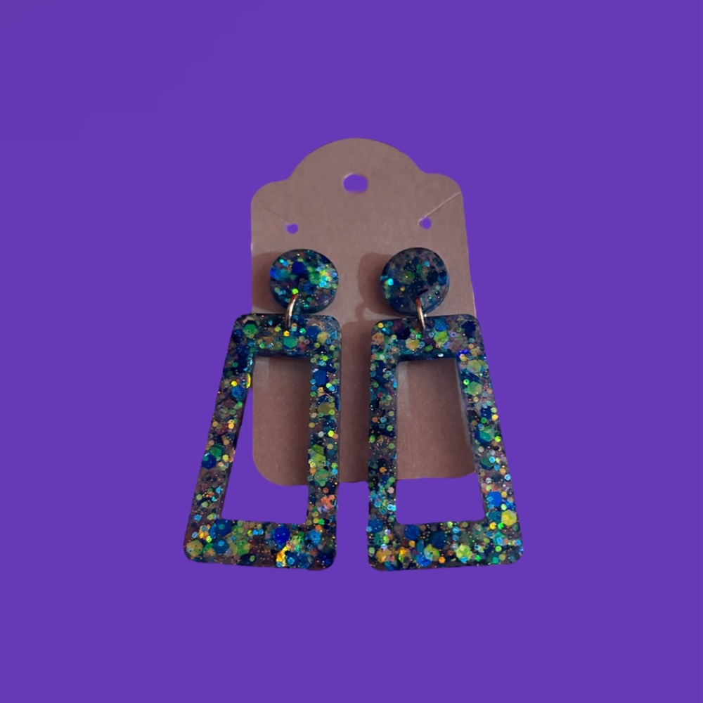 Blue sparkly earrings